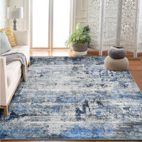 Garvee Modern Abstract Boho Washable Area Rug High-Traffic Areas Living Room Bedroom Kitchen Dining Blue 5x7