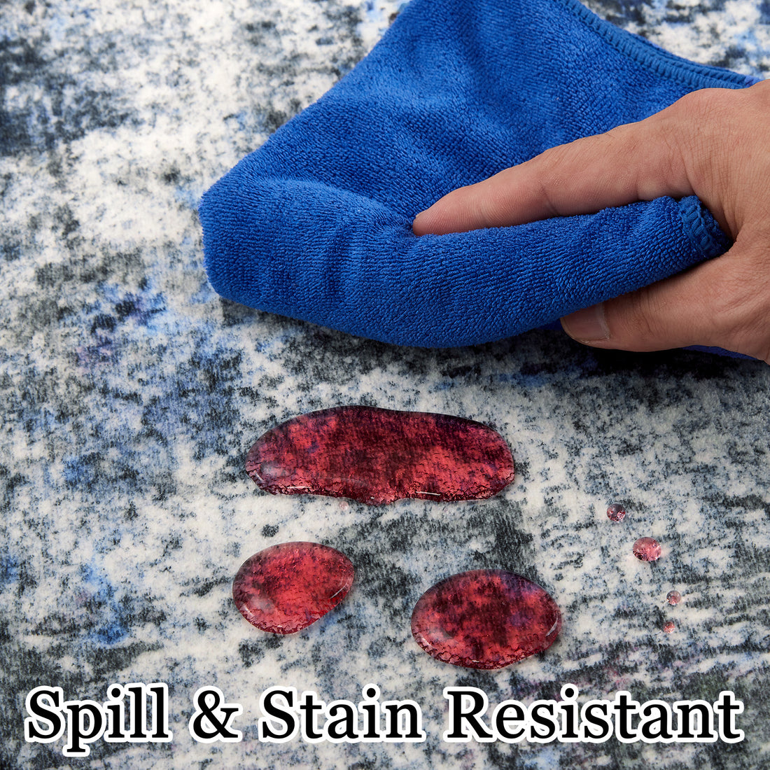 Garvee Modern Abstract Boho Washable Area Rug High-Traffic Areas Living Room Bedroom Kitchen Dining Blue 8x10