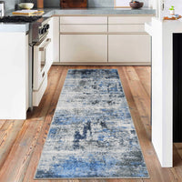 Garvee Modern Abstract Boho Washable Area Rug High-Traffic Areas Living Room Bedroom Kitchen Dining Blue 2x6