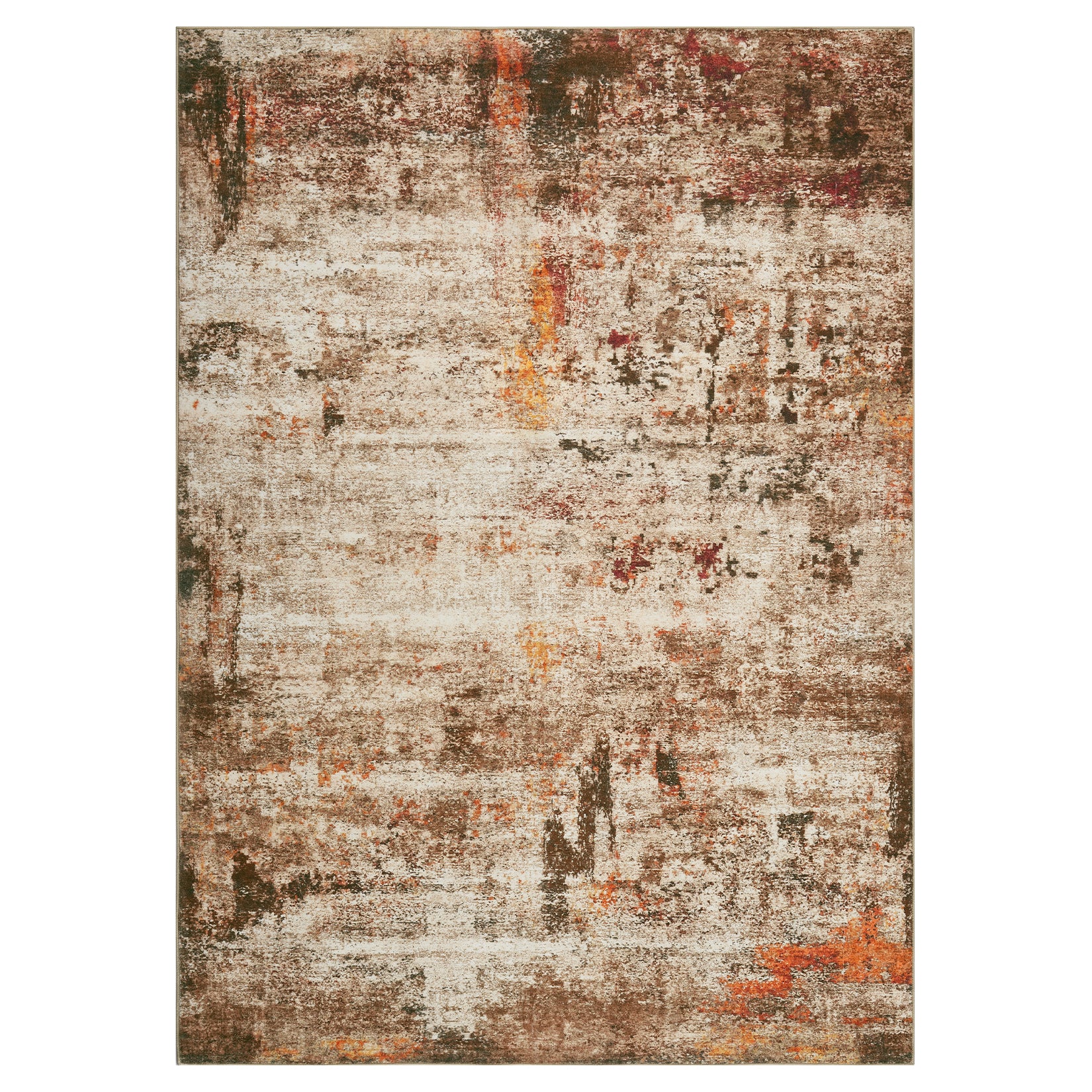 Garvee 4 ft x 6 ft Washable Area Rug, Non Slip Abstract Rug, Soft Faux Wool, Low Pile, Brown for Living Room Bedroom Dining Room