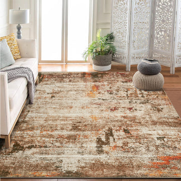 Garvee Modern Abstract Boho Washable Area Rug High-Traffic Areas Living Room Bedroom Kitchen Dining Camel 9x12