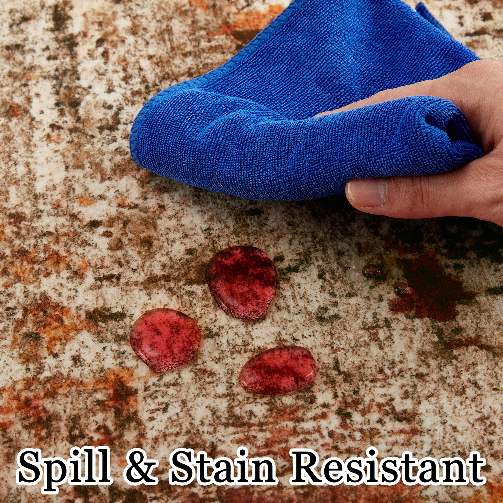 Garvee 4 ft x 6 ft Washable Area Rug, Non Slip Abstract Rug, Soft Faux Wool, Low Pile, Brown for Living Room Bedroom Dining Room