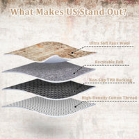 Garvee 4 ft x 6 ft Washable Area Rug, Non Slip Abstract Rug, Soft Faux Wool, Low Pile, Brown for Living Room Bedroom Dining Room