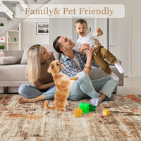 Garvee 4 ft x 6 ft Washable Area Rug, Non Slip Abstract Rug, Soft Faux Wool, Low Pile, Brown for Living Room Bedroom Dining Room