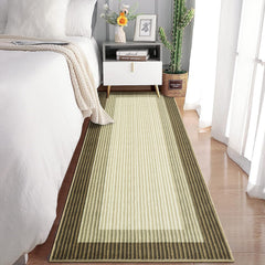 Garvee Brown Striped Runner Rug 2x6 – Washable Non-Slip Low Pile Hallway Rug, Modern Linear Design Carpet for Kitchen, Bedroom & Laundry Room - Brown