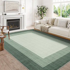 Garvee Washable Area Rugs 5x7 Modern Abstract Throw Rugs Stain-Resistant Farmhouse Linear Floor Carpet with Non-Slip Backing Soft Low Pile Accent Rugs for Living Room Office, Green - Green