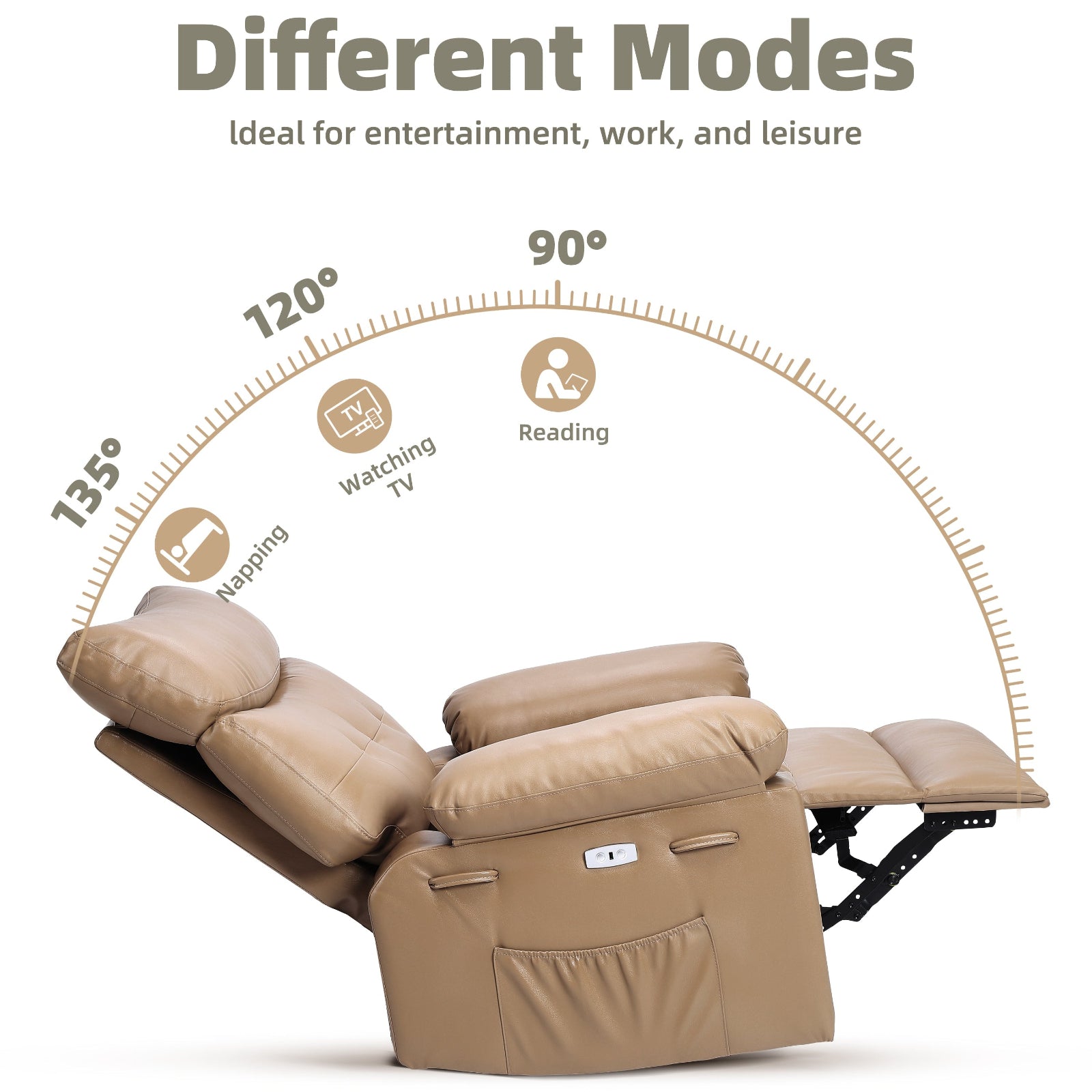 Garvee Oversized Wide Rocker Swivel Recliner Chair - PU Leather Large Manual Recliner for Adults, Ultimate Comfort Lazy Boy with 1.5X Sponge Filling and Easy Recline Mechanism for Relaxation