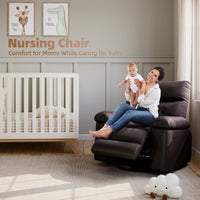 Garvee Oversized Wide Rocker Swivel Recliner Chair - PU Leather Manual Recliner for Adults, Large Nursery Chair Lazy Recliner with Comfort Arm and Back for Living Room, Bedroom, Coffee