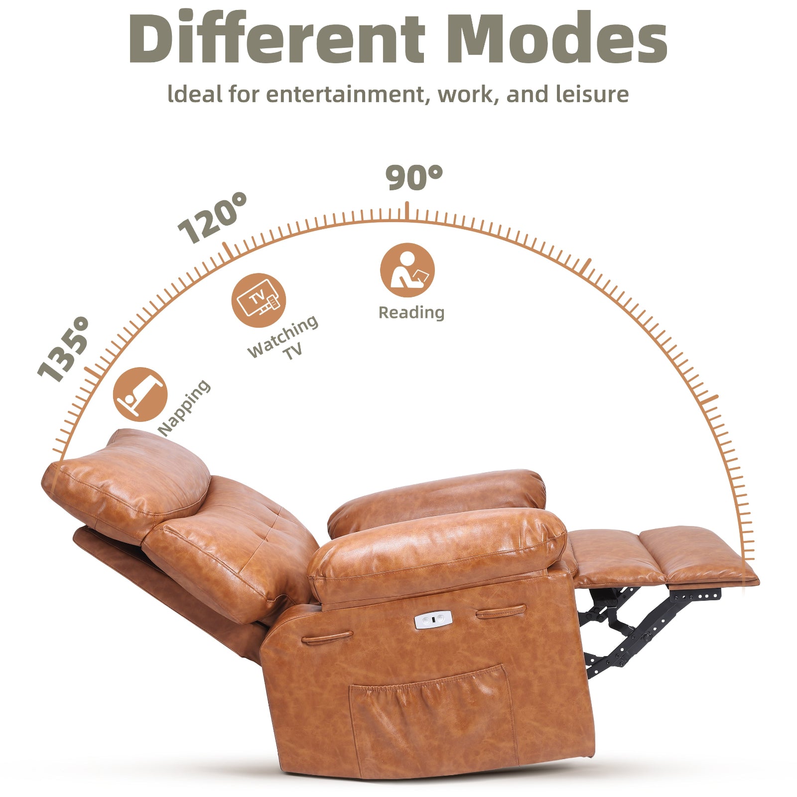 Garvee 27" Oversized Recliner Chairs with Heat and Massage, 360° Swivel Lazy Recliner Chair for Adults, Manual Rocking Chair with Remote Control for Living Room, Bedroom and Nursery, Brown