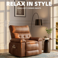 Garvee 27" Oversized Recliner Chairs with Heat and Massage, 360° Swivel Lazy Recliner Chair for Adults, Manual Rocking Chair with Remote Control for Living Room, Bedroom and Nursery, Brown