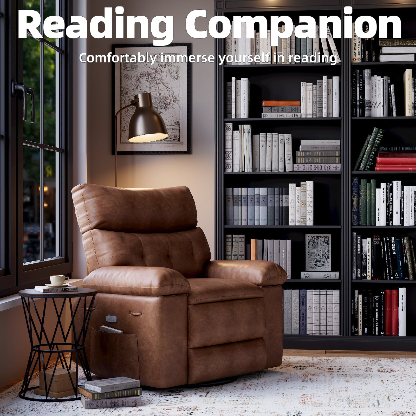 Garvee 27" Oversized Recliner Chairs with Heat and Massage, 360° Swivel Lazy Recliner Chair for Adults, Manual Rocking Chair with Remote Control for Living Room, Bedroom and Nursery, Brown