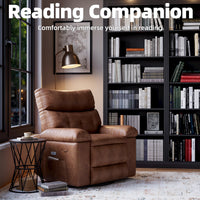 Garvee 27" Oversized Recliner Chairs with Heat and Massage, 360° Swivel Lazy Recliner Chair for Adults, Manual Rocking Chair with Remote Control for Living Room, Bedroom and Nursery, Brown