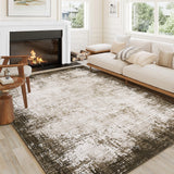 Garvee Modern Washable Rug 5x7 Tumble Abstract Area Rug Foldable Non Slip Stain Resistant Throw Rug Low Pile Ultra Soft Farmhouse Accent Rug for Living Room Home Nursery Office, Brown - Brown