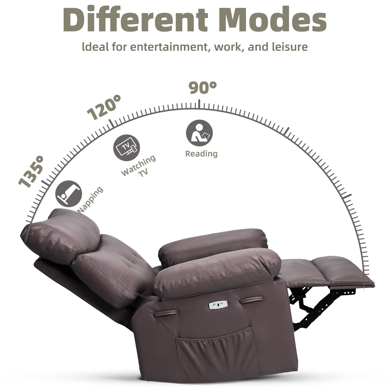 Garvee Oversized 27" Width PU Leather Recliner Chair, 360° Swivel Rocker, Heat & Massage, Manual Reclining, Remote Control, Collapsible Armrests, Lounge for Living Room, Bedroom, Nursery