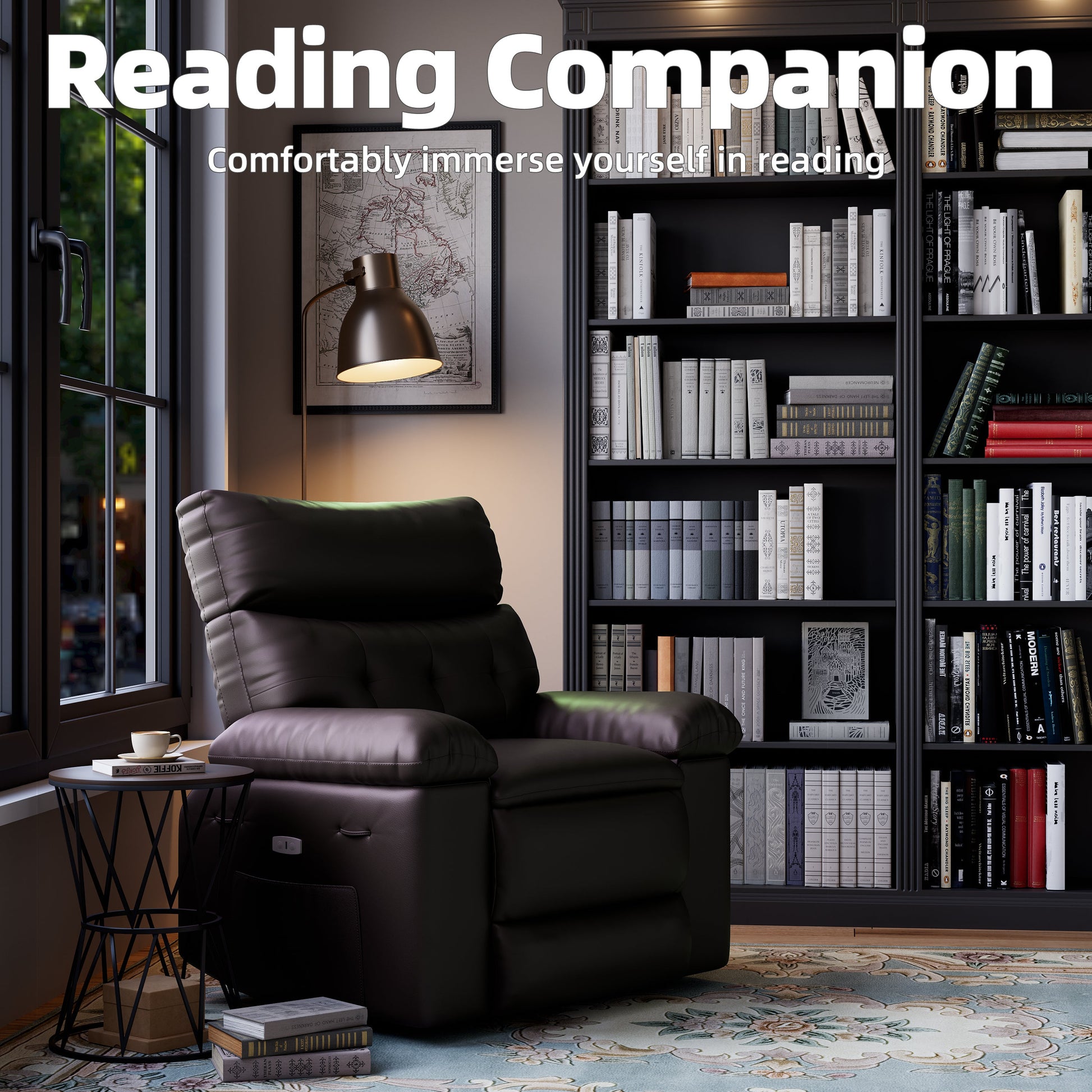 Garvee Oversized 27" Width PU Leather Recliner Chair, 360° Swivel Rocker, Heat & Massage, Manual Reclining, Remote Control, Collapsible Armrests, Lounge for Living Room, Bedroom, Nursery