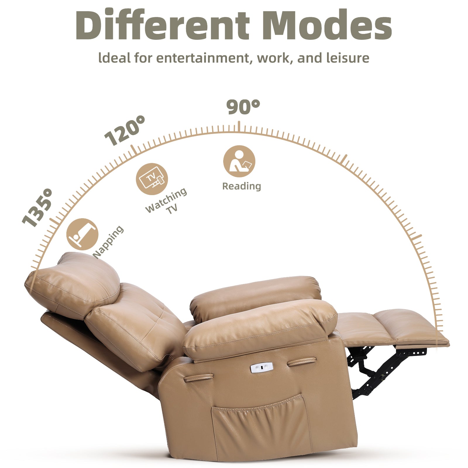 Garvee Oversized Recliner Chairs with Heat and Massage - 360° Swivel Lazy Boy Recliner Chair for Adults- Manual Rocking Chair with Cup Holder for Living Rooms, Bedrooms, and Nurseries - Tan
