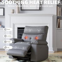 Garvee Oversized Recliner Chairs with Heat and Massage - 360° Swivel Lazy Boy Recliner Chair for Adults- Manual Rocking Chair with Cup Holder for Living Rooms, Bedrooms, and Nurseries - Grey