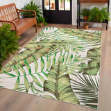 Garvee Large Area Rug 10x13 Tropical Palm Leaf Rug Modern Botanical Floor Carpet, Washable Thin Rug, Non Shedding Non Slip Rug, Soft Low Pile Rug, Green Rug for Living Room, Bedroom, Office - Green
