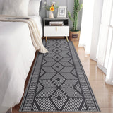 Garvee Hallway Rugs 2x6 Modern Geometric Area Rugs with Non-Slip Backing, Stain-Resistant Low Pile Runner Rugs, Washable Contemporary Accent Rugs for Entryway, Laundry, Black - Black