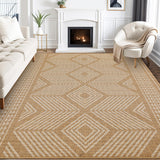 Garvee Washable Area Rugs Natural 10x13 Large Modern Geometric Living Room Rugs with Non-Slip Backing, Stain-Resistant Low Pile Accent Rugs, Contemporary Floor Carpet for Bedroom, Office - Natural