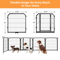 Garvee Dog Playpen Outdoor, 24 inch 8 Panels Dog Pen Indoor Heavy Duty Puppy Exercise Pen Metal Pet Fence for RV Camping/Yard/Garden