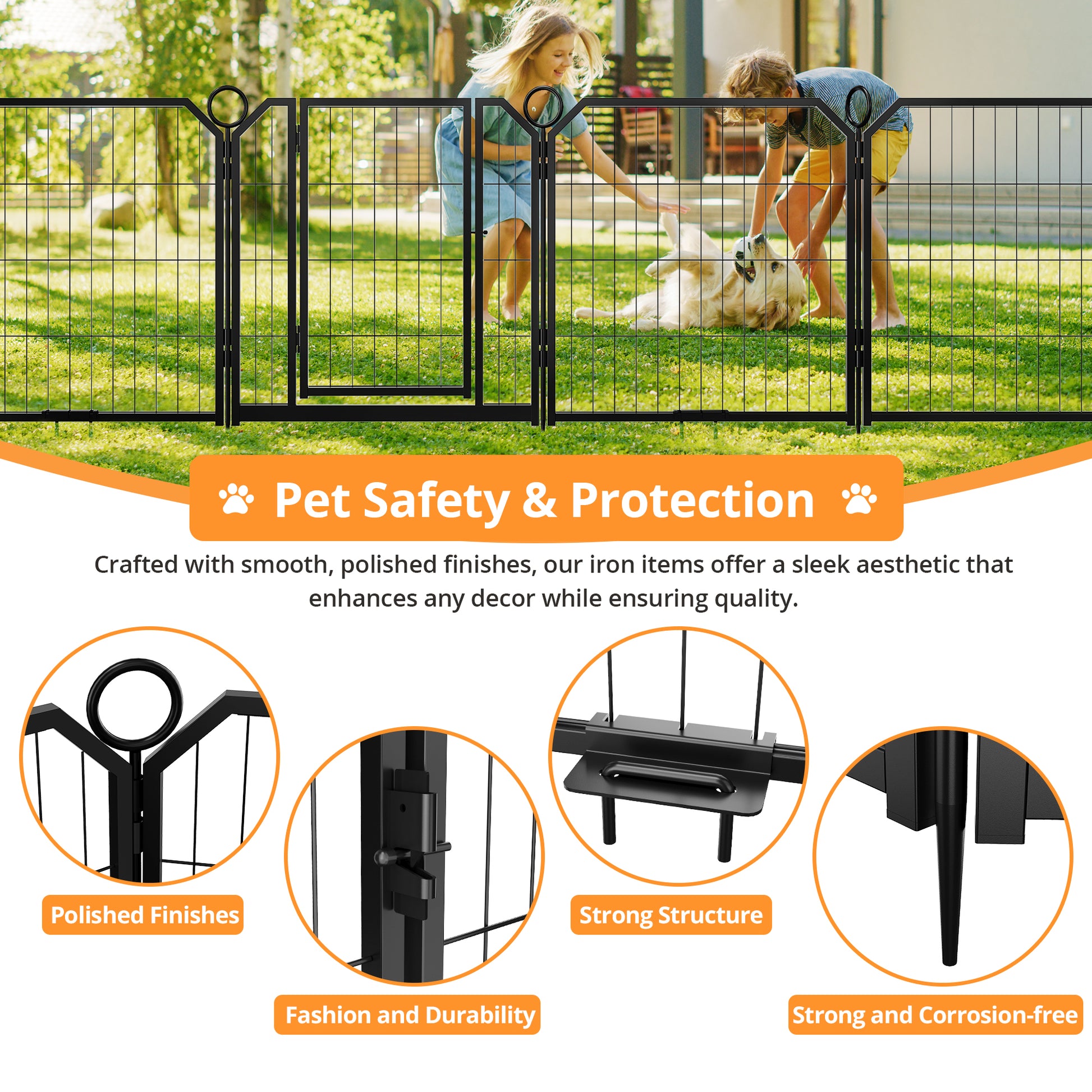 Garvee Dog Playpen Outdoor, 32 inch 16 Panels Dog Pen Indoor Heavy Duty Puppy Exercise Pen Metal Pet Fence for RV Camping/Yard/Garden