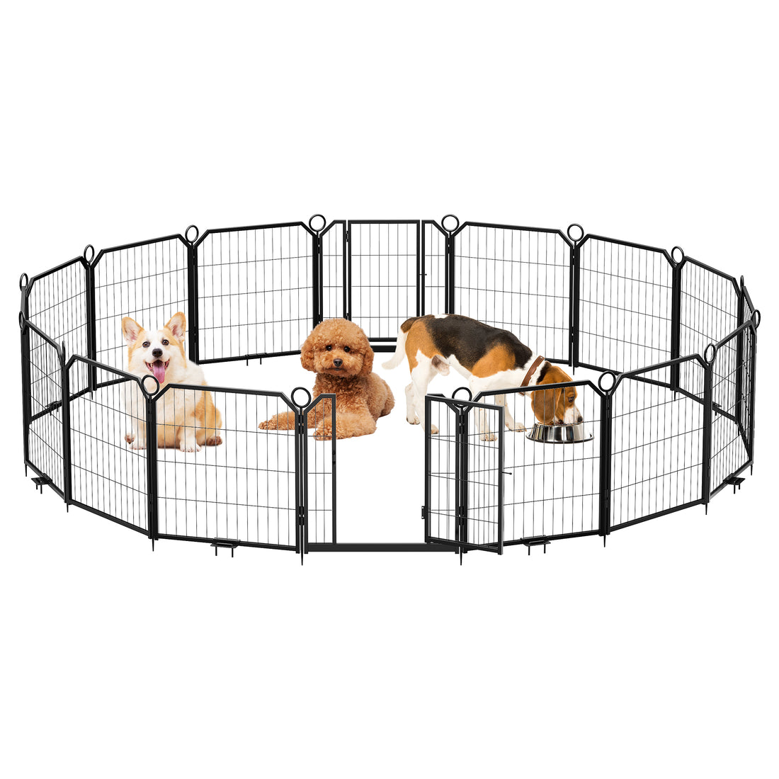 Garvee Dog Playpen Outdoor, 24 inch 16 Panels Dog Pen Indoor Heavy Duty Puppy Exercise Pen Metal Pet Fence for RV Camping/Yard/Garden