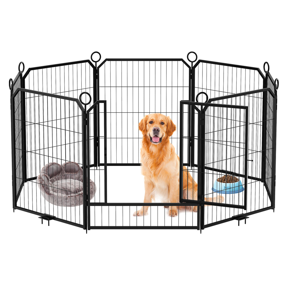 Garvee Dog Playpen Outdoor, 32 inch 8 Panels Dog Pen Indoor Heavy Duty Puppy Exercise Pen Metal Pet Fence for RV Camping/Yard/Garden