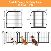 Garvee Dog Playpen Outdoor, 32 inch 8 Panels Dog Pen Indoor Heavy Duty Puppy Exercise Pen Metal Pet Fence for RV Camping/Yard/Garden