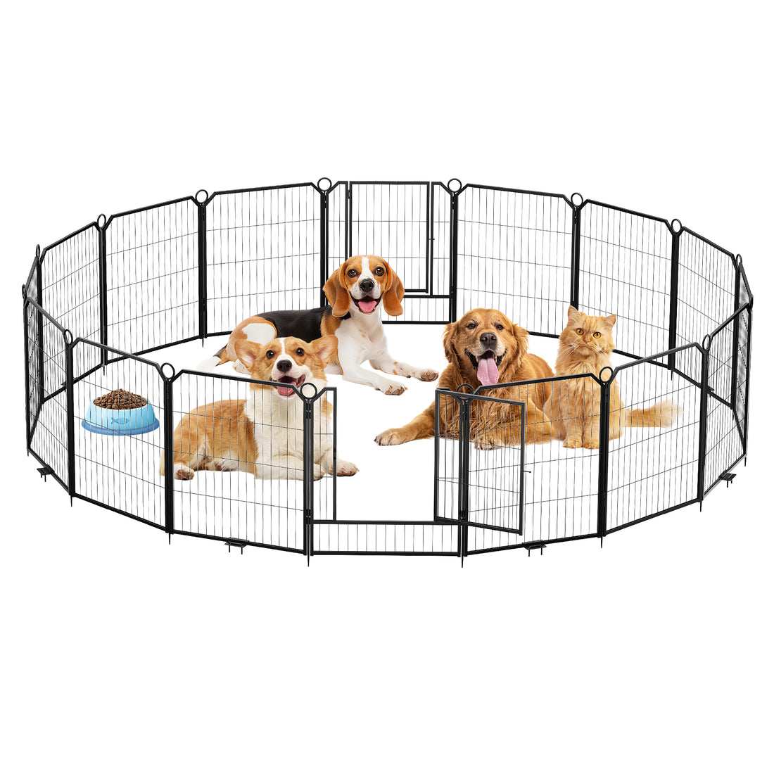 Garvee Dog Playpen Outdoor, 32 inch 16 Panels Dog Pen Indoor Heavy Duty Puppy Exercise Pen Metal Pet Fence for RV Camping/Yard/Garden