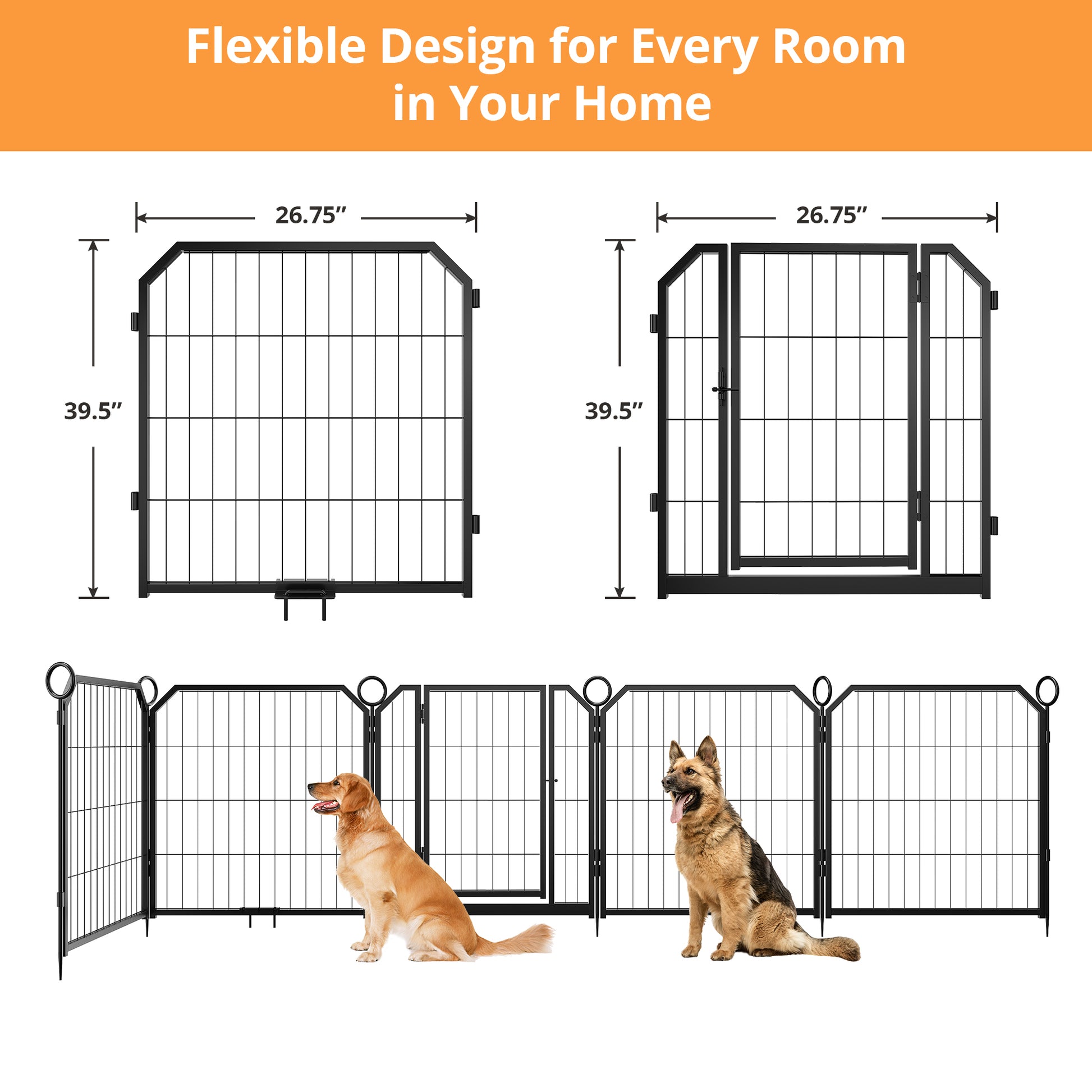Garvee Dog Playpen Outdoor, 40 inch 8 Panels Dog Pen Indoor Heavy Duty Puppy Exercise Pen Metal Pet Fence for RV Camping/Yard/Garden