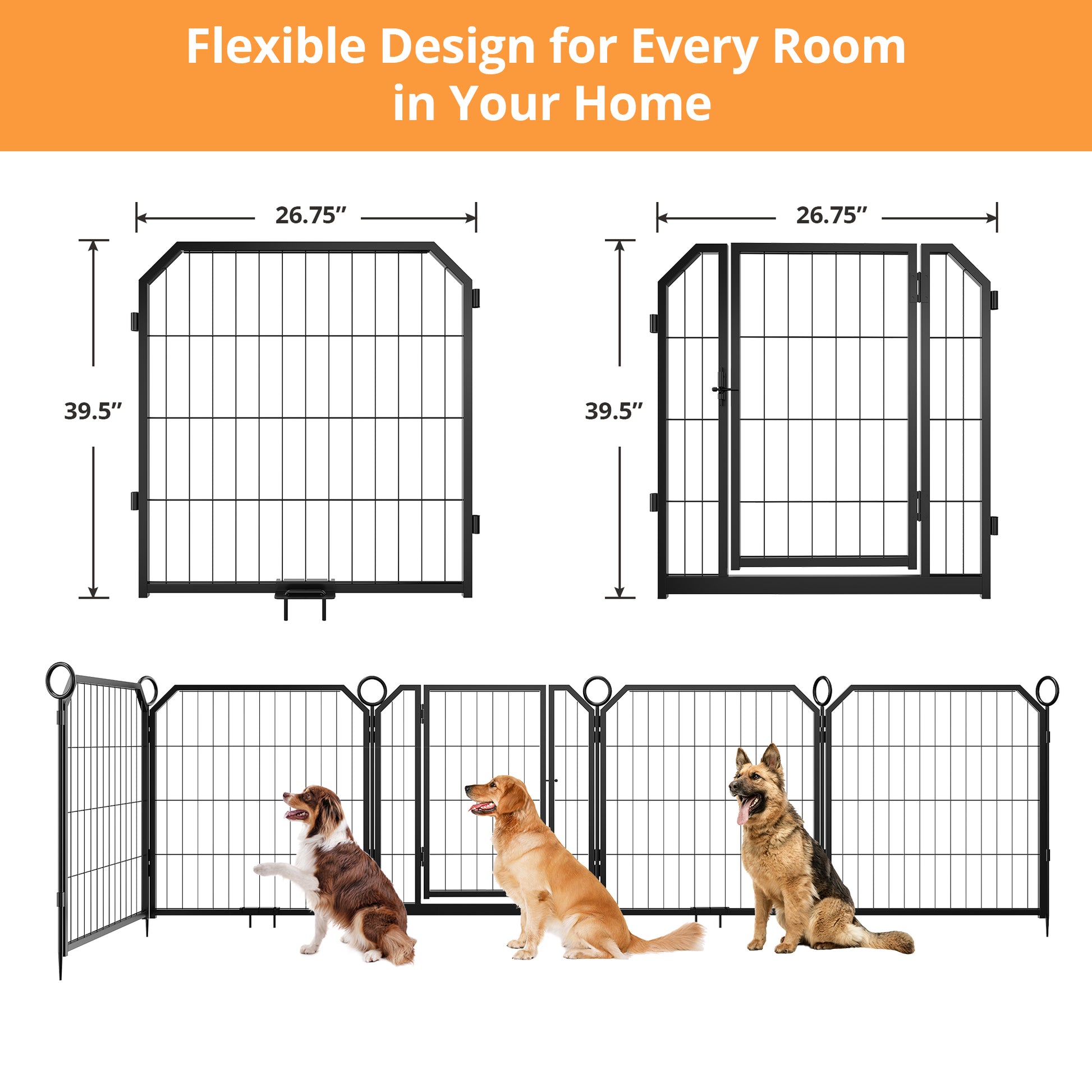 Garvee Dog Playpen Outdoor, 40 inch 12 Panels Dog Pen Indoor Heavy Duty Puppy Exercise Pen Metal Pet Fence for RV Camping/Yard/Garden