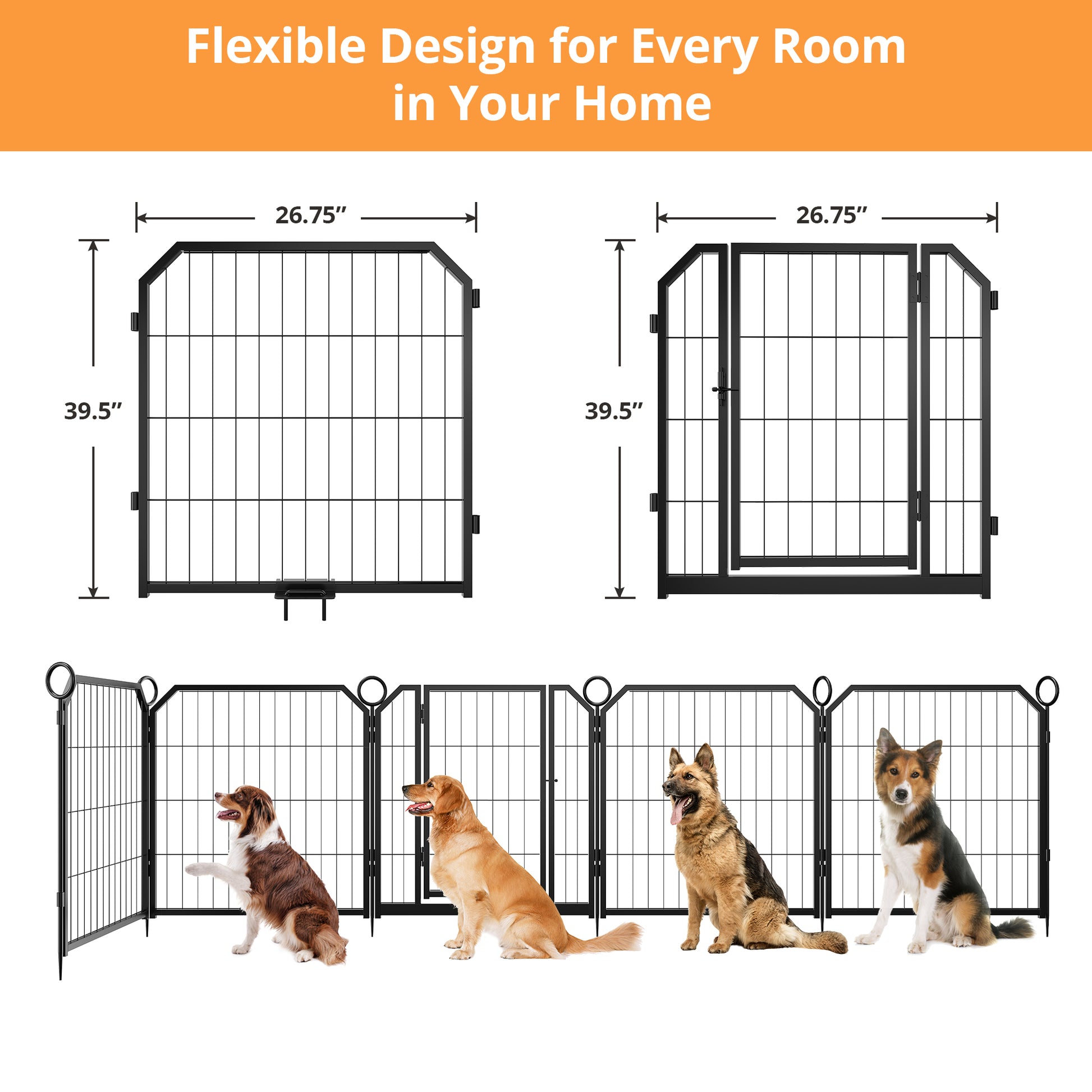 Garvee Dog Playpen Outdoor, 40 inch 16 Panels Dog Pen Indoor Heavy Duty Puppy Exercise Pen Metal Pet Fence for RV Camping/Yard/Garden