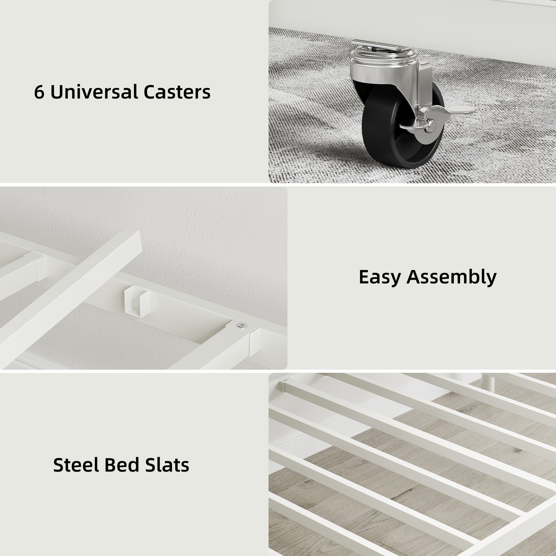 Garvee Heavy Duty Twin Daybed with Trundle, Metal Sofa Single Bed Frame with Slats & Headboard, No Box Spring Needed, Multifunctional Platform Bed for Bedroom, Guest Room, White