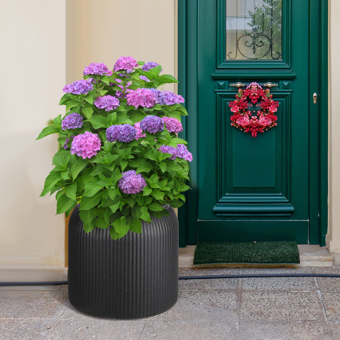 Garvee 14 Inch Tall Round Planters Set of 2, Self Watering Flower Pots with Water Level Monitor and 2 Trays, for Living Room, Bedroom Office, Patio, Porch, Garden