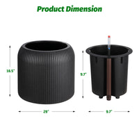 Garvee 14 Inch Tall Round Planters Set of 2, Self Watering Flower Pots with Water Level Monitor and 2 Trays, for Living Room, Bedroom Office, Patio, Porch, Garden