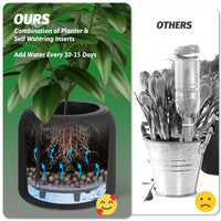 Garvee 14 Inch Tall Round Planters Set of 2, Self Watering Flower Pots with Water Level Monitor and 2 Trays, for Living Room, Bedroom Office, Patio, Porch, Garden