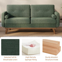 Garvee Modern 65" Loveseat Sofa,Mid Century Inspired Small Couch with Sturdy Wood Legs, Linen Blend Upholstery for Living Spaces (Beige)