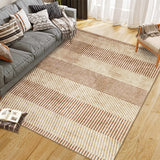 Garvee Modern Easy Area Rug Machine Washable Non-Slip Low Pile Stripe Pattern Rug for Living Room Bedroom Entryway Brown 8'x10' - Brown