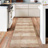 Garvee Modern Easy Area Rug Machine Washable Non-Slip Low Pile Stripe Pattern Rug for Living Room Bedroom Entryway, Brown, 2'x 6' - Brown