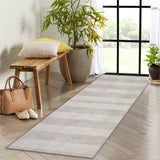 Garvee Modern Easy Area Rug Machine Washable Non-Slip Low Pile Stripe Pattern Rug for Living Room Bedroom Entryway, Gray, 2'x 6' - Gray