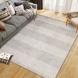 Garvee Modern Easy Area Rug Machine Washable Non-Slip Low Pile Stripe Pattern Rug for Living Room Bedroom Entryway Gray 5'x7' - Gray