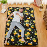 Garvee Full Size Futon Mattress, Portable Tatami Floor Mat Sleeping Pad, Modern Roll Up Thick Lemon Pattern Japanese Mattress for Guest Room, Camping, Dormitory, Black (53" x 80") - Black