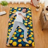Garvee Japanese Futon Mattress, Modern Foldable Thick Tatami Floor Mat with Lemon Pattern, Twin Size Portable Washable Sleeping Mat with Comfortable Foam for Camping, Dormitory, Dark Blue - Navy Blue