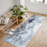Garvee Machine Washable Non-Slip Rubberback Runner Abstract Geometric Print Carpet for Hallway Bedroom Living Room 2x6 Blue - Blue