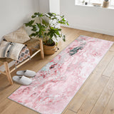 Garvee Machine Washable Non-Slip Rubberback Runner Rug Abstract Geometric Print for Hallway Bedroom Living Room 2x6 Pink - Pink