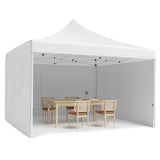 Garvee 10'x10' Instant Pop-Up Canopy Tent - Waterproof, Windproof & UV-Proof Gazebo w/3 Sidewalls, Wheeled Bag & Pegs (White) - White