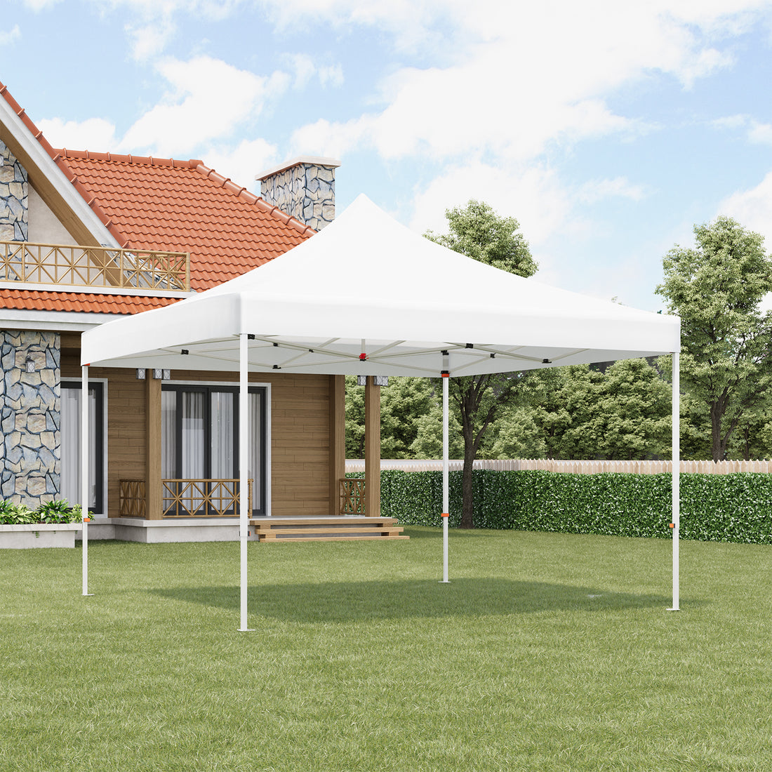 Garvee 10'x10' Instant Pop-Up Canopy Tent - Waterproof, Windproof & UV-Proof Gazebo w/3 Sidewalls, Wheeled Bag & Pegs (White)