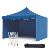 Garvee 10 x 10 Pop Up Canopy Tent, Commercial Instant Shade Canopy with 3 Removable Sidewalls, Heavy Duty Outdoor Canopy with Wheeled Carry Bag, Stakes and Nails, Navy Blue - Navy
