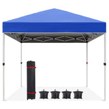 Garvee Pop Up Canopy,8′ X 8′ Patio Portable Canopy Tent with 3 Adjustable Heights and Wheeled Bag, Patented Center Lock Instant Shade with Waterproof Cover, Outdoor Folding Sun Shelter,Royal Blue - Royal Blue